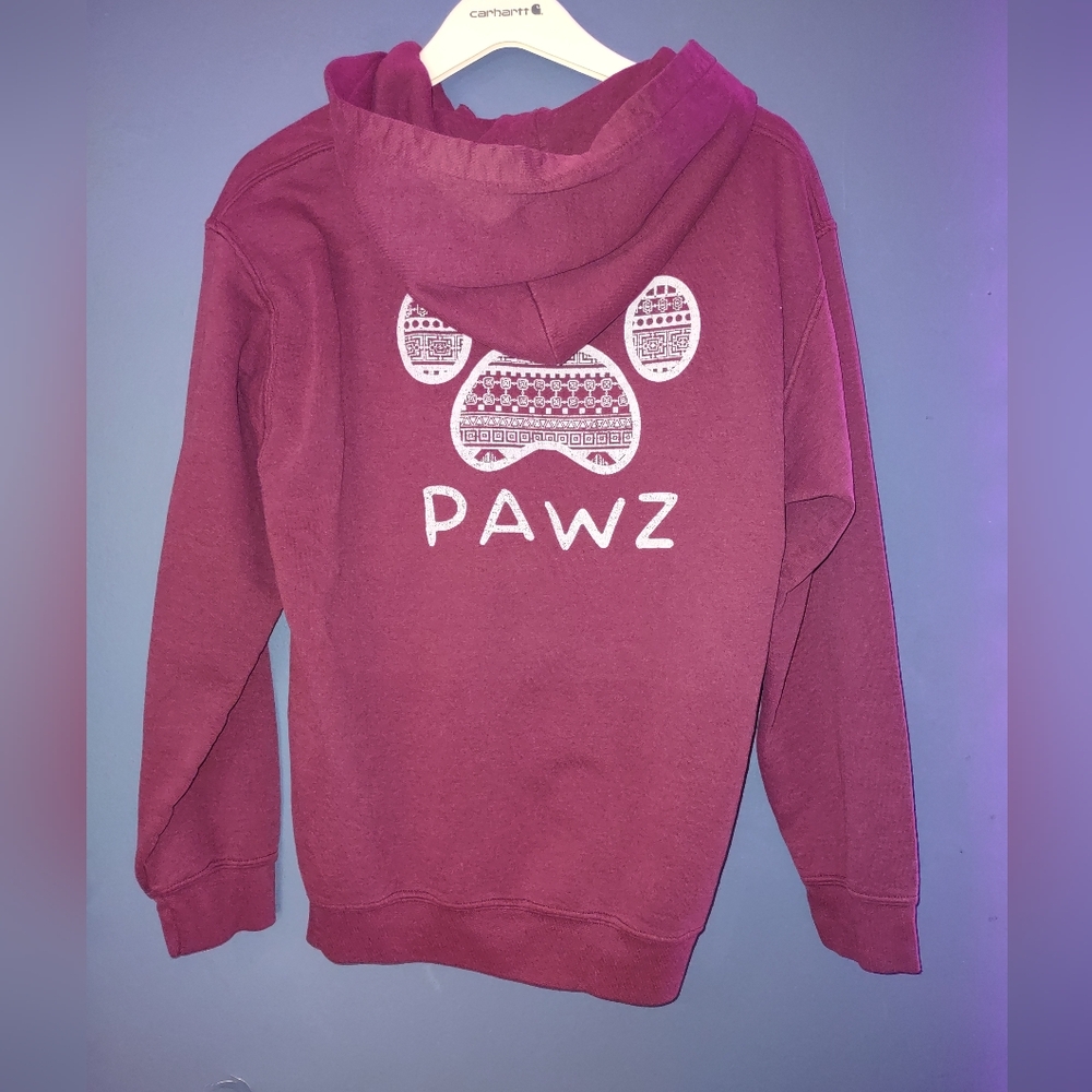 PAWZ Maroon Pullover Hoodie with Aztec Logo